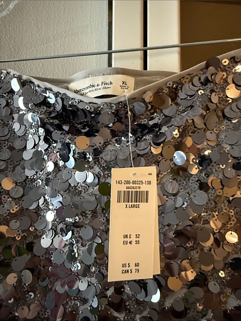 New W/ Tags Abercrombie Silver Sequin Mini Skirt - Picture 3 of 3